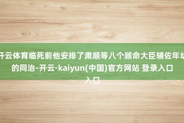 开云体育临死前他安排了肃顺等八个顾命大臣辅佐年幼的同治-开云·kaiyun(中国)官方网站 登录入口